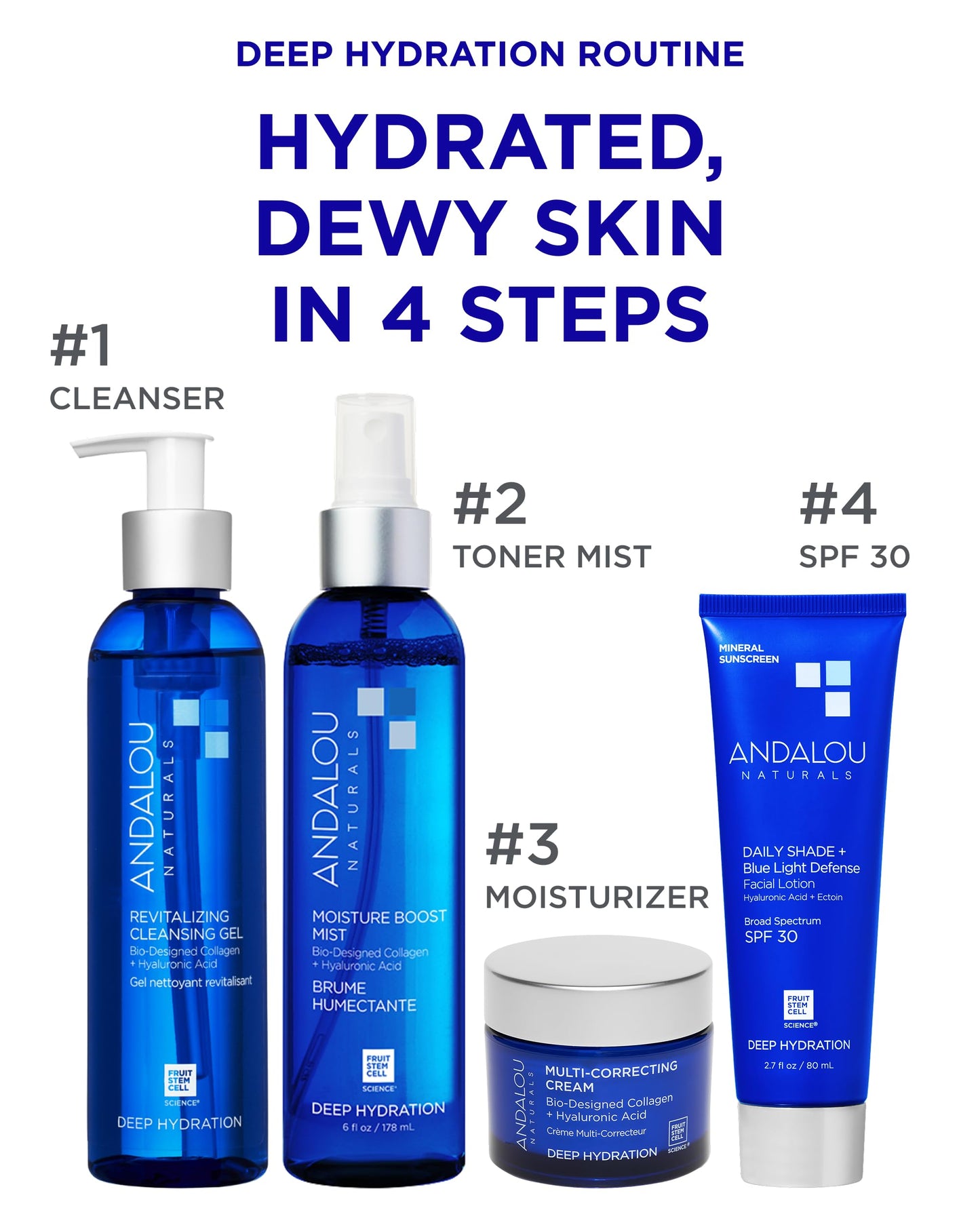 Andalou Naturals Deep Hydration Face Moisturizer Multi-Correcting Cream - Daily Skincare With Hyaluronic Acid, Vegan Collagen, & Fruit Stem Cells Beauty & Personal Care Andalou Naturals