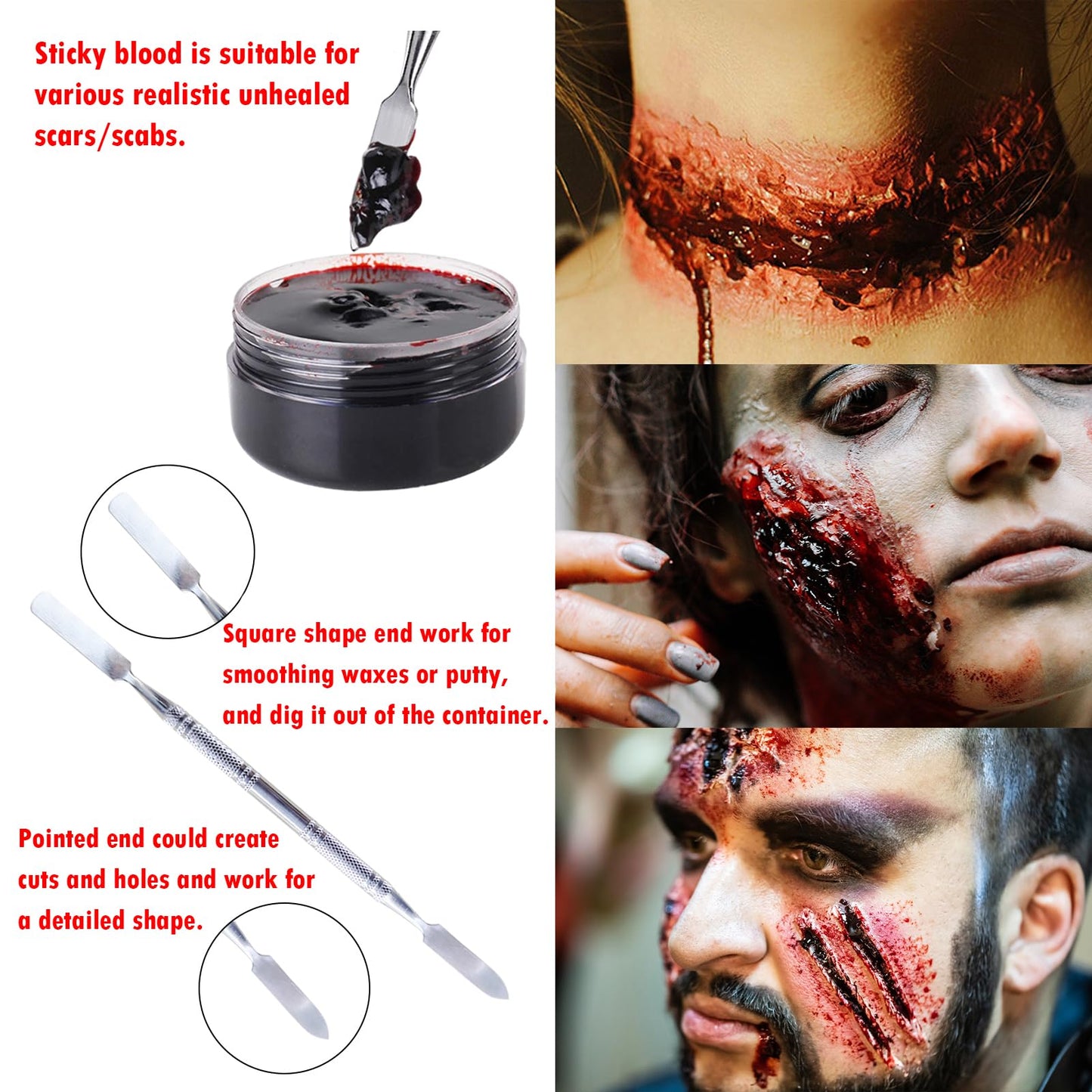 Professional Halloween SFX Special Effects Makeup Kits, Fake Blood, Scab Coagulated Blood Gel, 12 Colors Face Body Paint, Wound Modeling Scar Wax Beauty & Personal Care PillyBalla