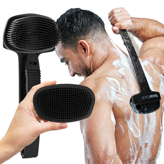 Bearback Silicone Body Scrubber with Extendable Handle - Back Scrubber for Shower, Men & Women - Removable Soft Brush, Gentle, Hygienic & Easy to Use Beauty and Personal Care bearback