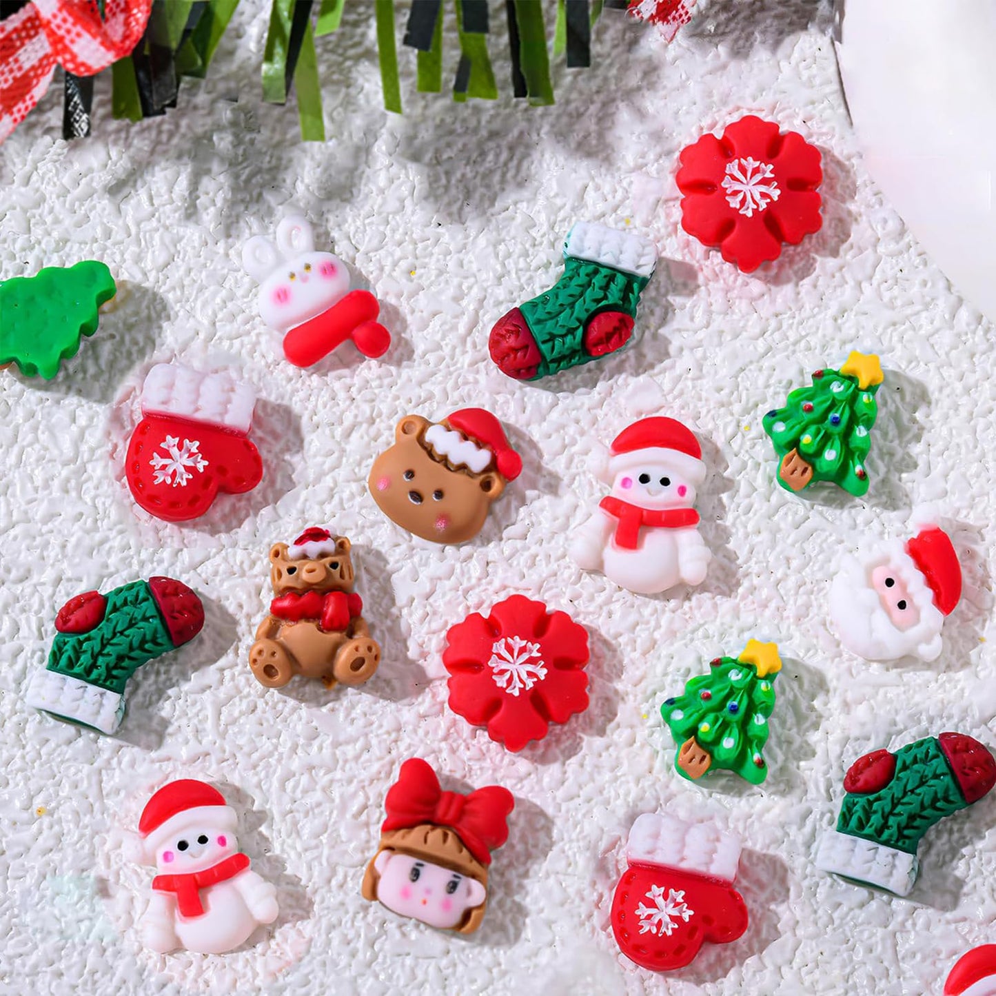 37PCS Christmas Nail Art Charms - Mixed 3D Resin Charms with Santa Claus, Elk, Xmas Tree, Gloves, Bells, Snowman Designs Beauty & Personal Care ONEUPIN