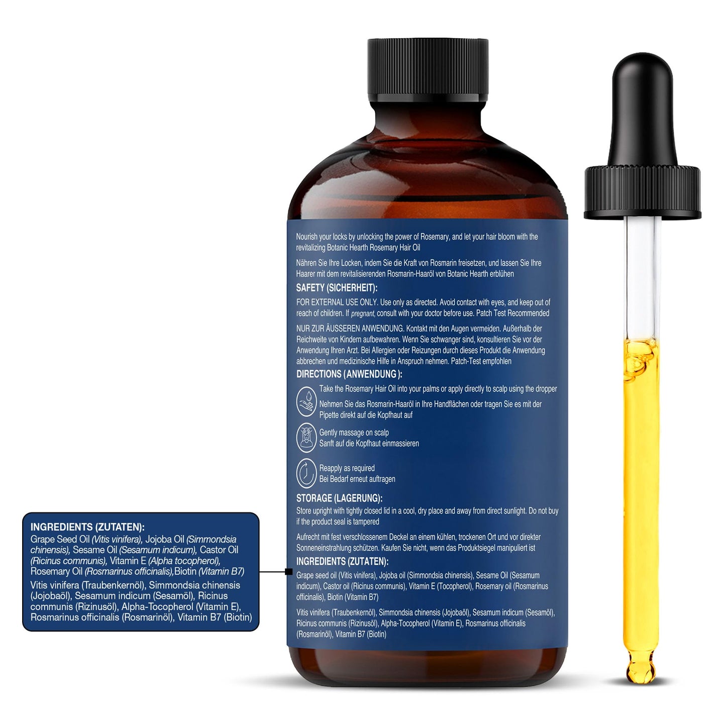 Botanic Hearth 100% Pure Rosemary Oil For Hair Growth | Infused With Biotin, Jojoba & Castor Oil | Hair Oil Repairs Dry Damaged Hair, Strengthening Beauty & Personal Care Botanic Hearth