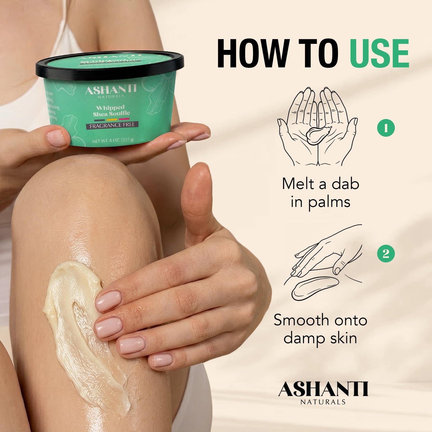 Ashanti Naturals Scented Whipped Shea Butter for Skin | African Body Butter for Women w/Coconut, Almond Oil(Fragrance Free Souffle, 8 oz) Beauty & Personal Care Ashanti Naturals