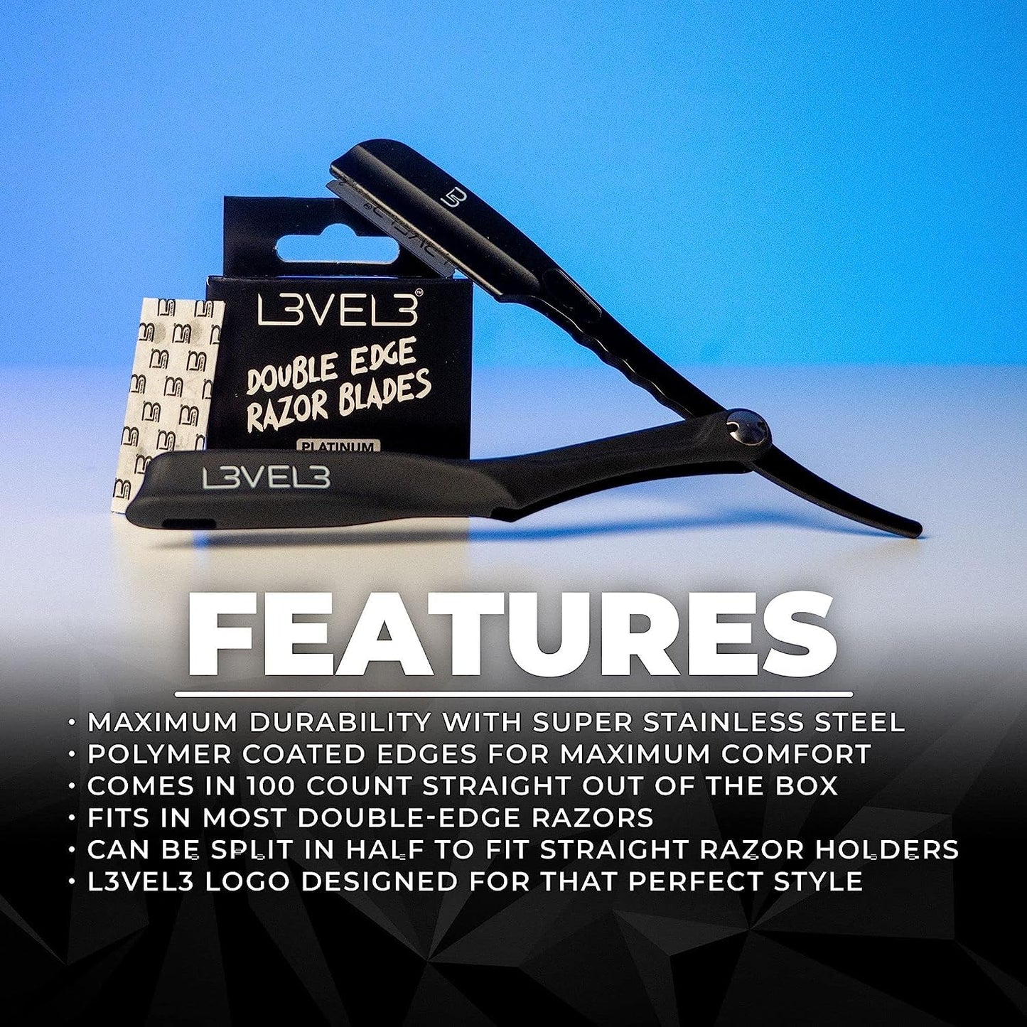 L3 Double Edge Razor Blades - Platinum Coated, Stainless Steel for the Close Shave - for Double Edged Safety Razors - 100 Count (2) Beauty and Personal Care L3