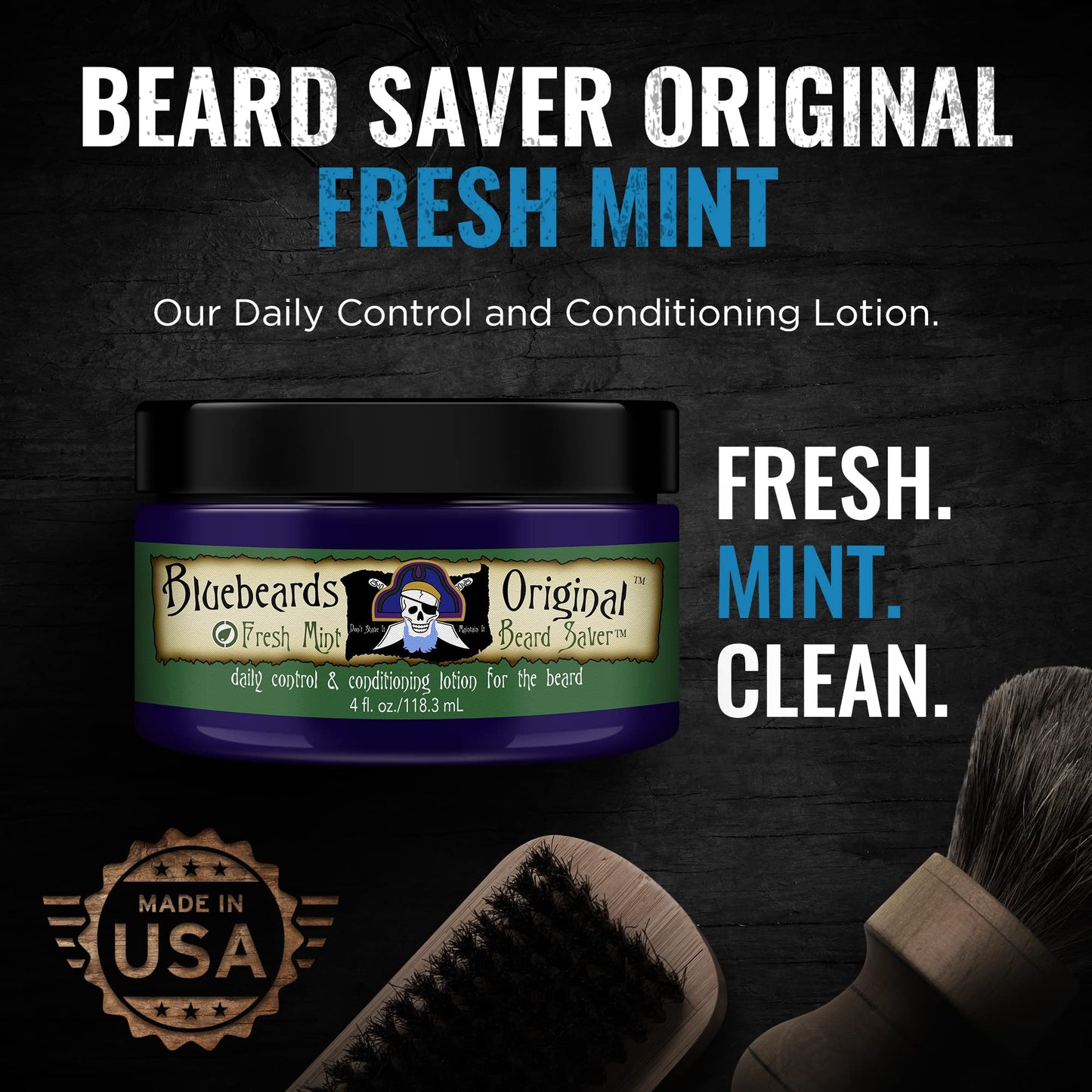 Bluebeards Original Beard Balm Leave-in Conditioner - 4 oz Fresh Mint Beard Saver Softener for Men with Aloe & Peppermint Oil Deeply Conditions Beauty & Personal Care Bluebeards Original