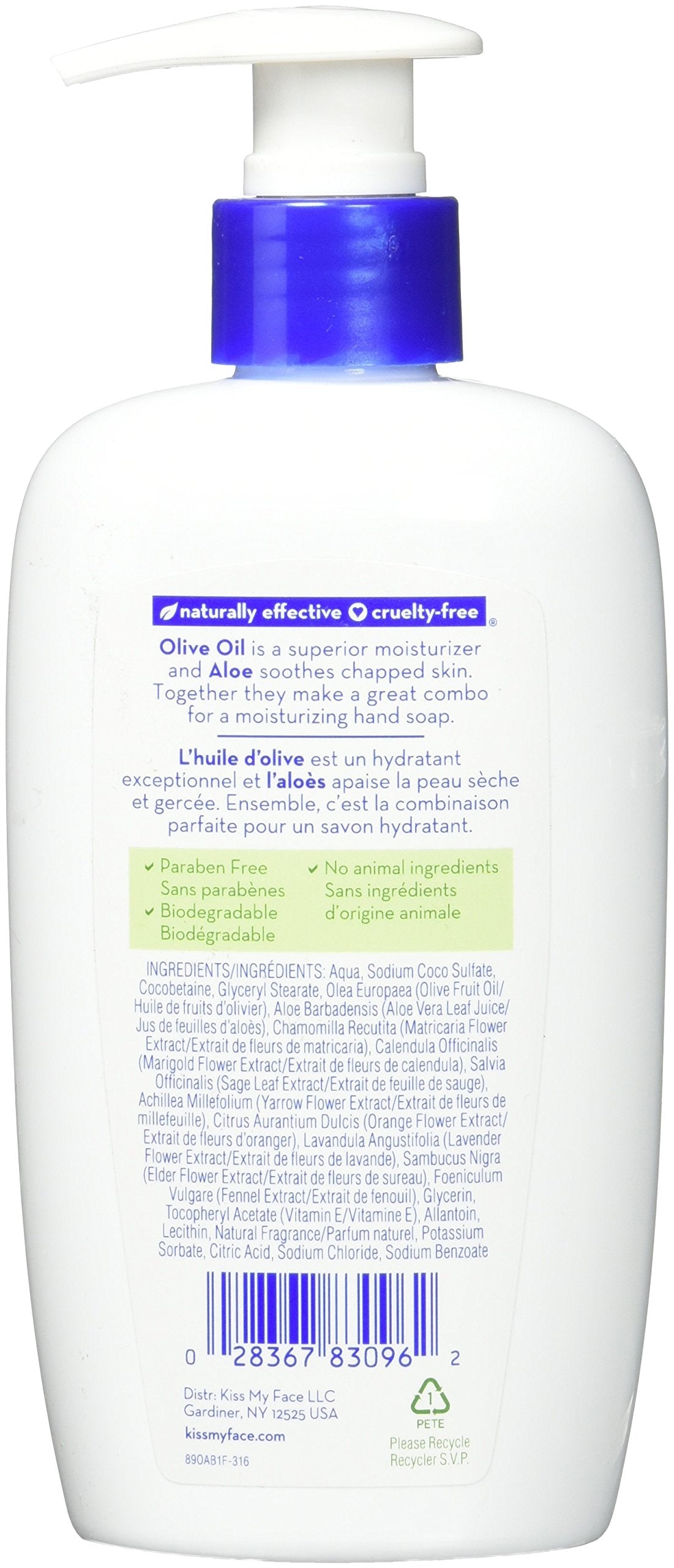 Kiss My Face Moisture Liquid Hand Soap Vegan and Cruelty Free Hand Wash Soap 9 fl oz Bottle with Pump Dispenser (Olive and Aloe, Pack of 1) Beauty & Personal Care Kiss My Face
