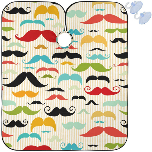 visesunny Colored Mustache Vintage Style Barber Cape Anti-Static Hair Cutting Cape with Snap Closure Professional Salon Polyester Beard Shaving Bib Beauty and Personal Care visesunny
