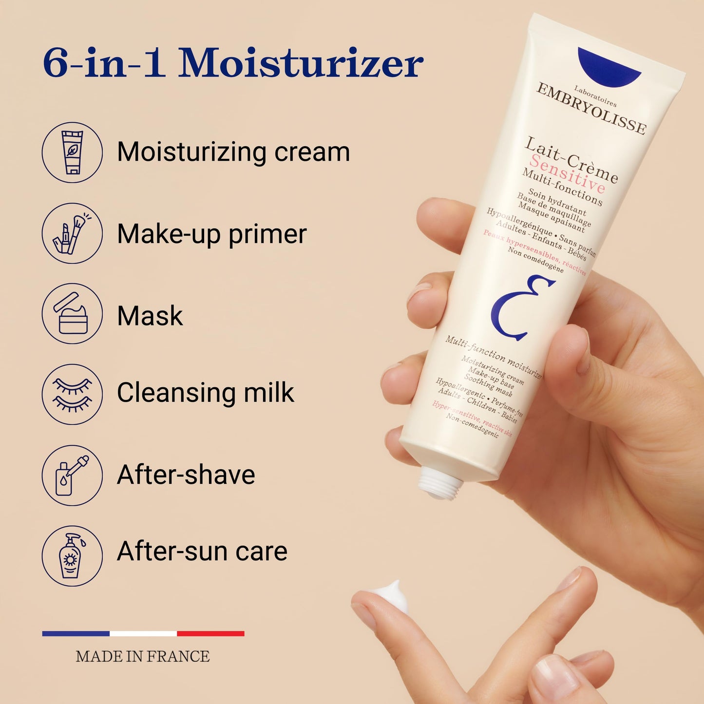 Embryolisse Lait-Crème Concentré Sensitive Face Moisturizer and Makeup Primer, Hypoallergenic Fragrance-Free Face Cream with Aloe Vera and Shea Butter Beauty and Personal Care Embryolisse