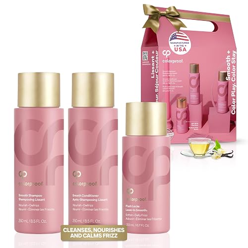 Colorproof Smooth Holiday Gift Set - Smooth Shampoo (8.5 Fl. Oz.), Smooth Conditioner (8.5 Fl. Oz.), and Plush Locks Leave-In Smooth (6.7 Fl. Oz.) Beauty & Personal Care ColorProof