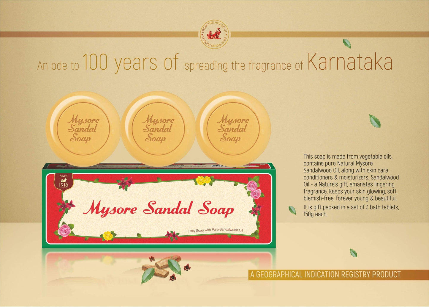 Mysore Sandal Soap, 150g (Pack of 3) Beauty & Personal Care Mysore Sandal