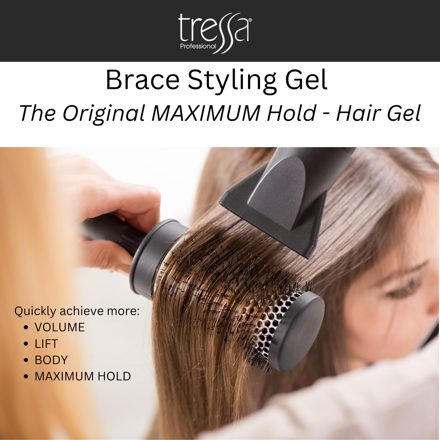 Tressa Professional BRACE Styling Gel, Maximum Hold with Thermal Protection, Volume, Lift and Gloss for Fine and Thinning Hair 8.5 Fl Oz Beauty & Personal Care Tressa