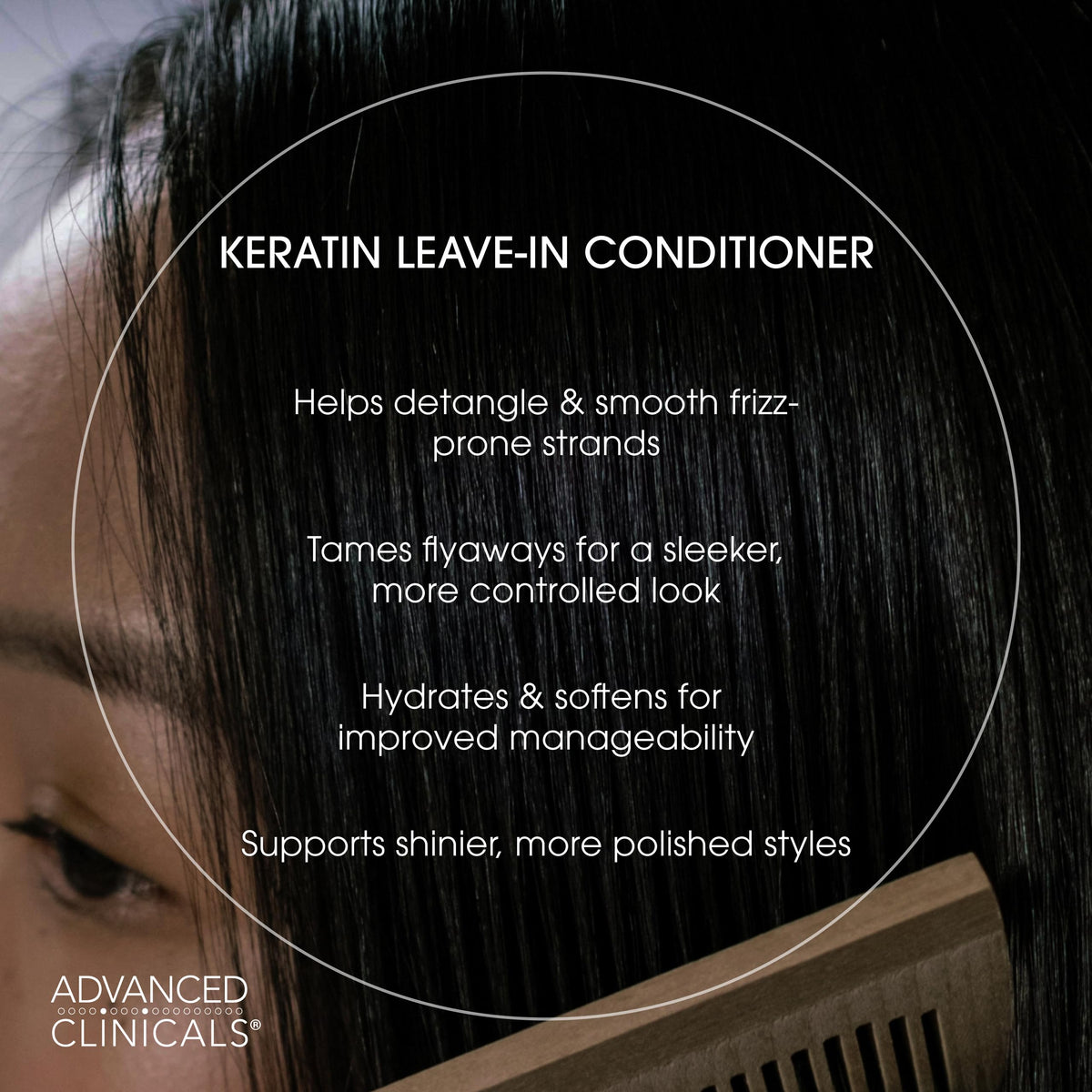 Advanced Clinicals Keratin Detangler Spray. Detangling Spray for Strong, Shiny Hair. Lightweight, Leave-In Conditioner with Amino Acids, Vitamin B5,