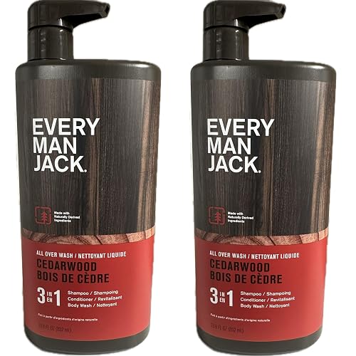 Every Man Jack 3-in-1 All Over Wash - Cedarwood |Twin Pack - 2 Bottles Included | Naturally Derived, Parabens-free, Pthalate-free, Dye-free Beauty & Personal Care Every Man Jack