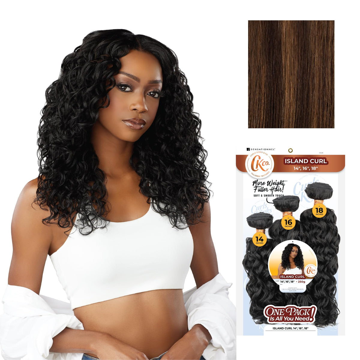 Sensationnel CKCO Synthetic Bundle-Island Curl,14 16 18 inch, S4/30