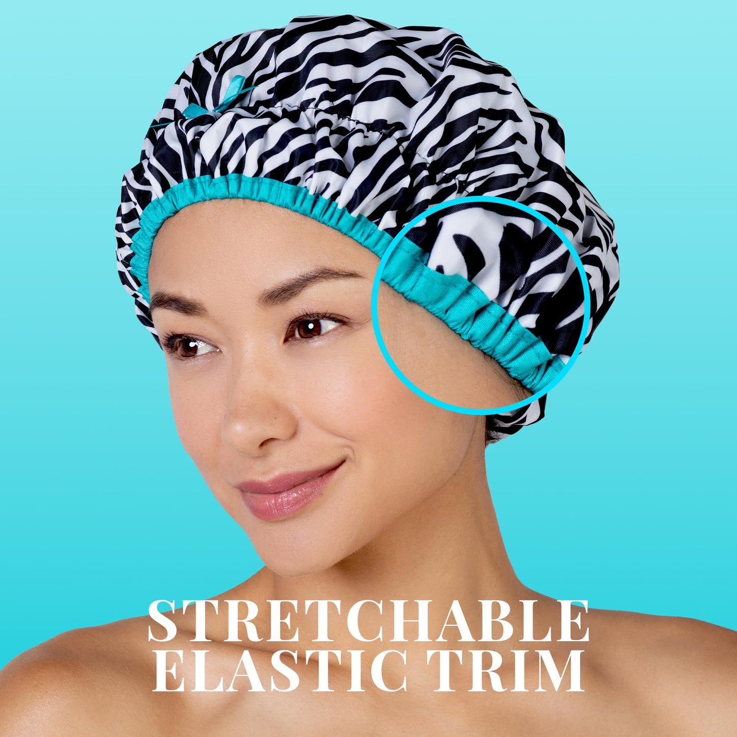Reusable Shower & Bath Cap & Lined, Oversized Waterproof Shower Caps Large Designed for all Hair Lengths with PEVA Lining & Elastic Band Stretch Hem Beauty and Personal Care Betty Dain