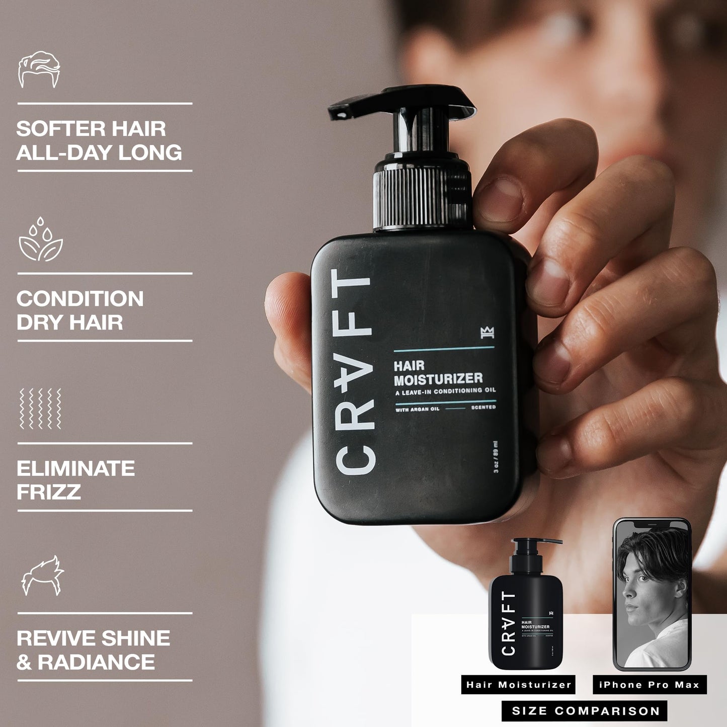 CRVFT Daily Leave in Conditioner For Men [OIL] | 30 Day Supply | Men's Hair Moisturizer | Hair Oil For Men | For Dry/Damaged Hair | Scented | (3oz) AM Beauty & Personal Care Hair Craft Co.