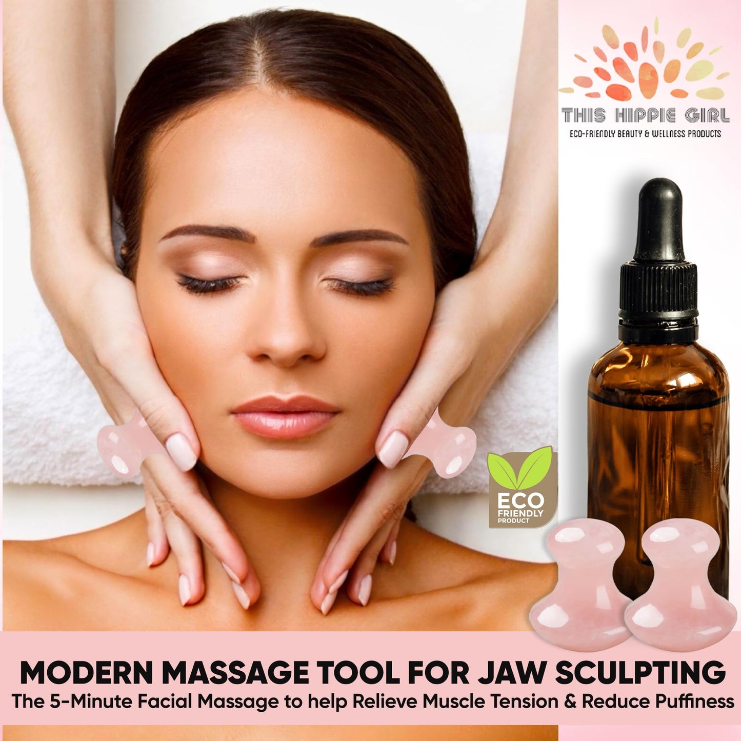 Boho Aromatic This Hippie Girl Gua Sha Mushroom Set, Jaw Sculpting Tools, A+ Rose Quartz Facial Toning and Yoga Sculpt Massage Tool, 2 Gua Sha Beauty & Personal Care Boho Aromatic
