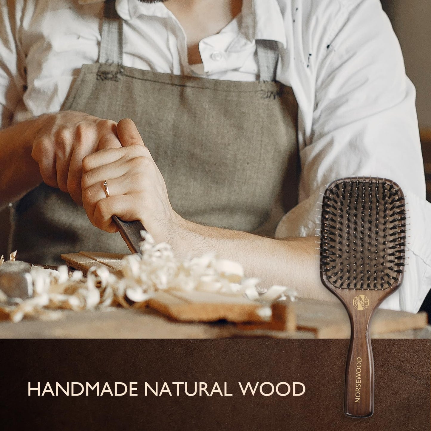 Norsewood Boar Bristle Hair Brush Set, Soft Bristle Detangler for Long, Short, Thin, Curly, Straight, or Wavy,Hairbrush for Enhancing Shine,Great Beauty & Personal Care Norsewood