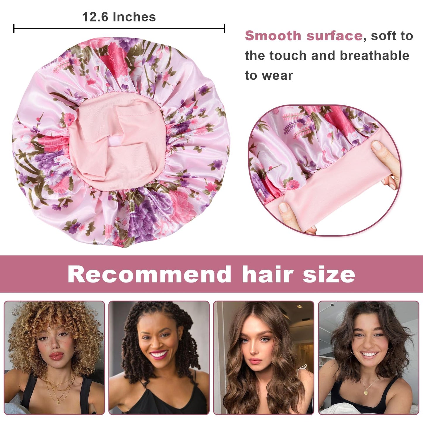 8Pcs Satin Bonnet Silk Bonnet, Hair Bonnet for Sleeping Beauty and Personal Care LEADUWAY