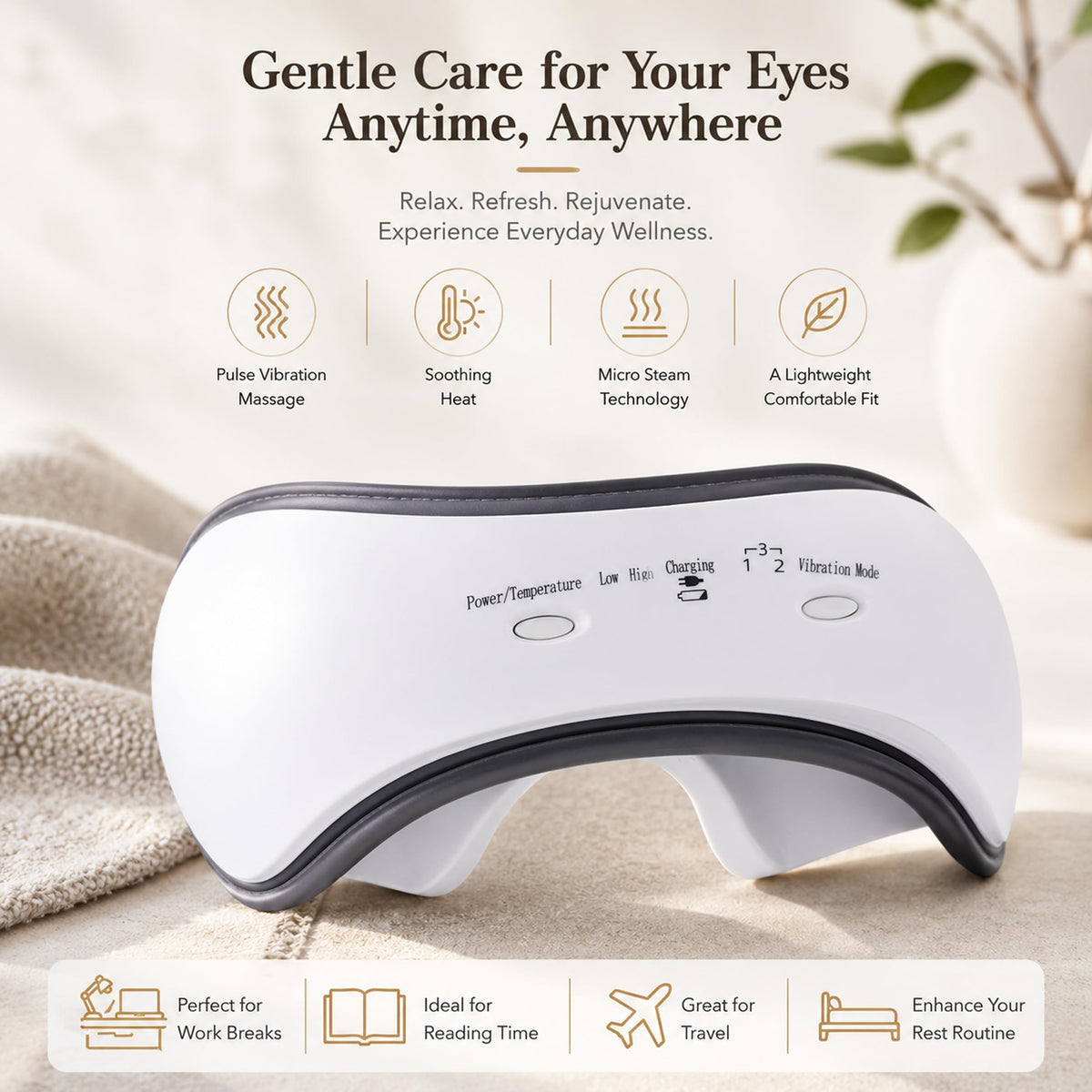 Carepeutic Eye Massager with Vibration & Heat for Relaxation