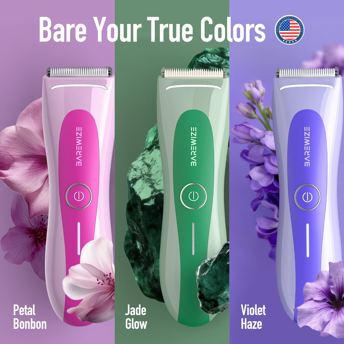 BAREWIZE Bikini Trimmer for Women, Electric Shaver for Women - LED Light, IPX7 Waterproof, USB-C Rechargeable, Ceramic Blade - Electric Razors Beauty and Personal Care BAREWIZE