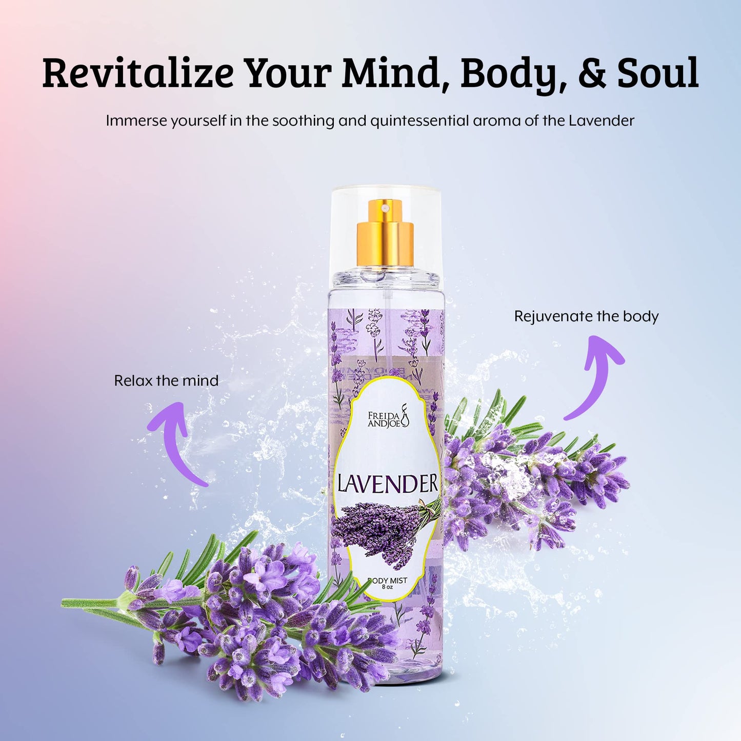 Lavender Luxury Body Spray For Women, Womens Perfume Fragrance Body Mist & Sprays, Women's Woodsy Scented Gifts & Presents, 8 oz Fine Mist Spray Beauty & Personal Care Freida and Joe