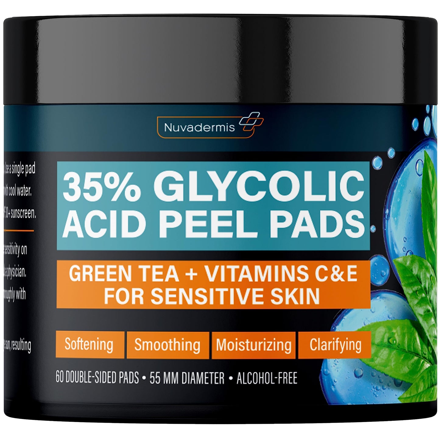NUVADERMIS 35% Glycolic Acid Peel Pads - Exfoliating Facial Resurfacing for Blackheads, Dark Spots, and Acne - Safe for Sensitive Skin - 60 Beauty & Personal Care NUVADERMIS