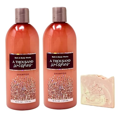Bath & Body Works A Thousand Wishes 2 Pack Moisturizing Shampoo Bundle with a Himalayan Salts Springs Sample Soap Beauty & Personal Care Bath & Body Works