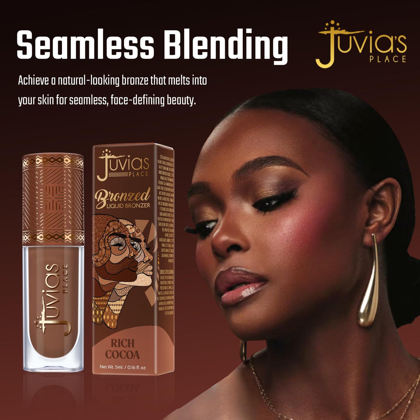 Juvia’s Place Bronzed Liquid Bronzer - Rich Cocoa - Liquid Bronzer for Face with Silky Blendable Texture - Buildable Coverage for Natural Contour Beauty & Personal Care Juvia's Place