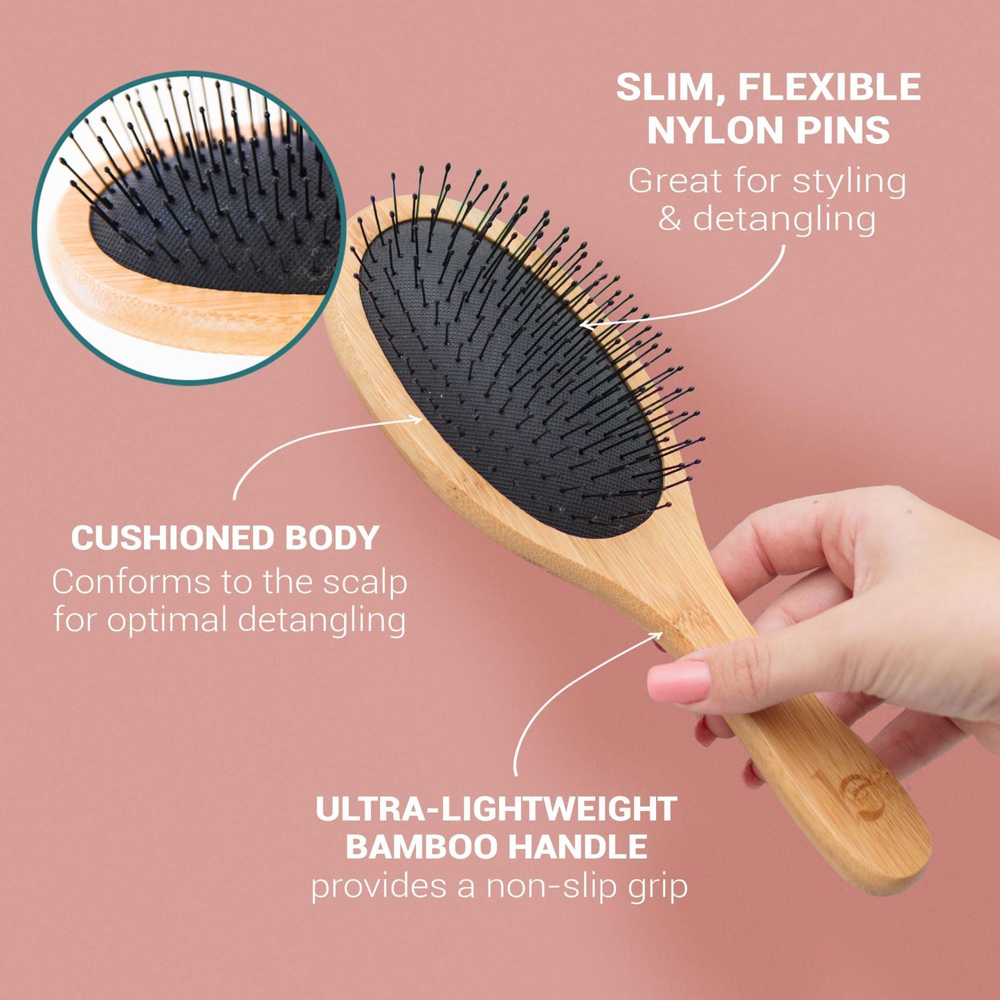 Detangler Bristle Bamboo Hair Brush - For Women, Men, and Kids, Versatile for Wet or Dry Hair, Use With Hair Products Beauty & Personal Care Beauty by Earth