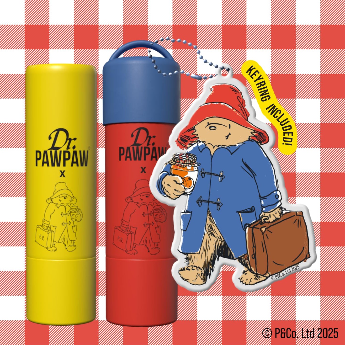 Dr. PawPaw Paddington Lip Balm Duo with Keyring - Original, Strawberry - Natural Balm with Aloe Vera - Gluten Free Lip Moisturizer to Hydrate - 2 pc Beauty and Personal Care Dr. PAWPAW ORIGINAL BALM