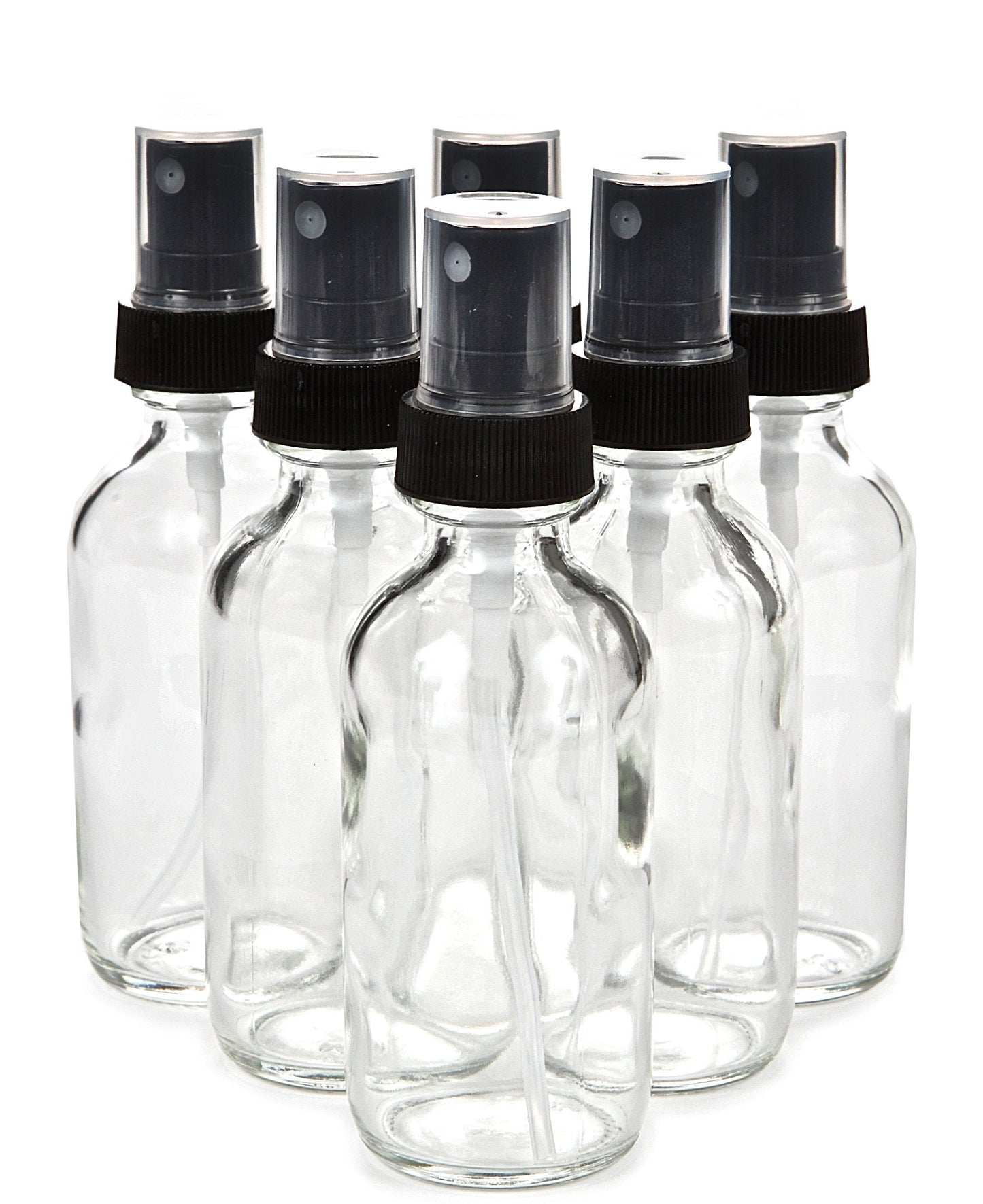Vivaplex, 6, Clear, 2 oz Glass Bottles, with Black Fine Mist Sprayers Beauty & Personal Care Vivaplex