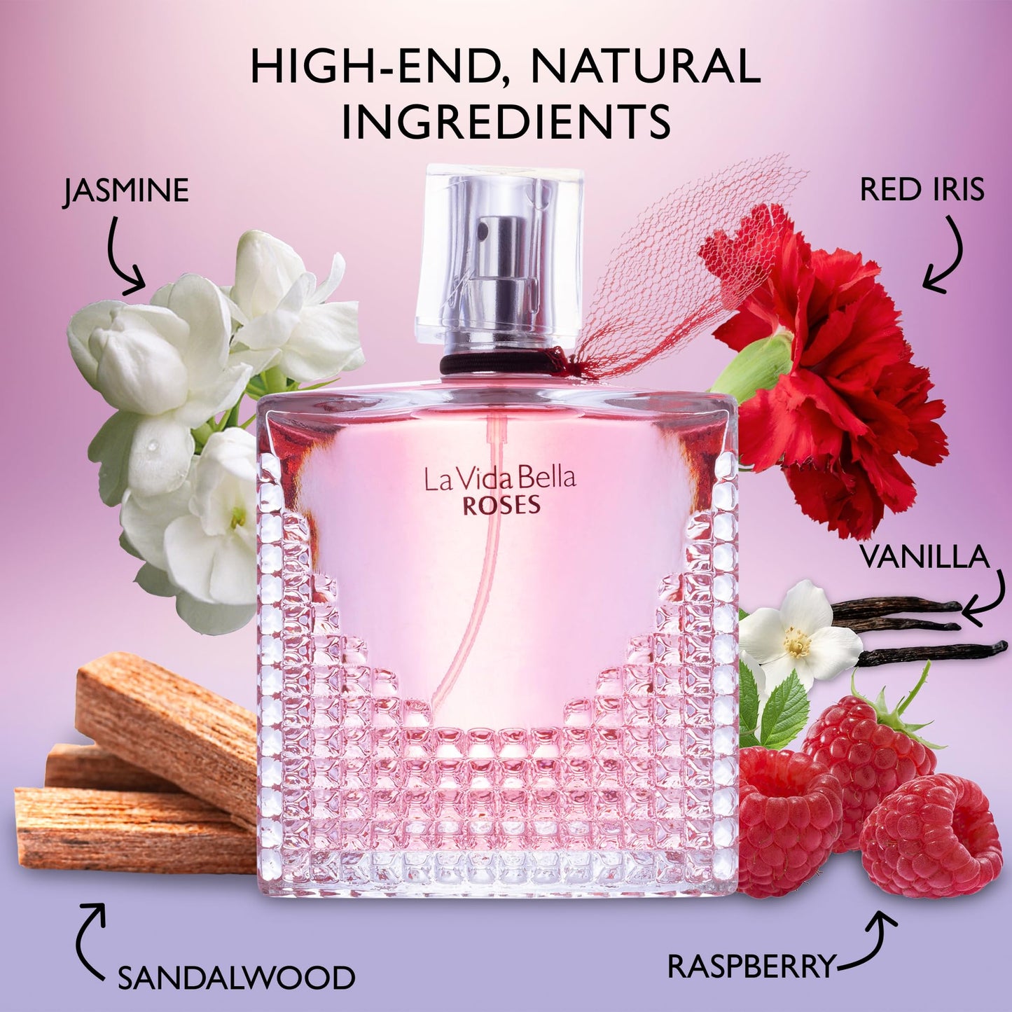 La Vida Bella Roses for Women Eau De Parfum - Floral Amber Fragrance that Combines Top Notes of Raspberry, Pink Pepper & Bergamot - Sugary Rush Beauty & Personal Care URBAN COLLECTION