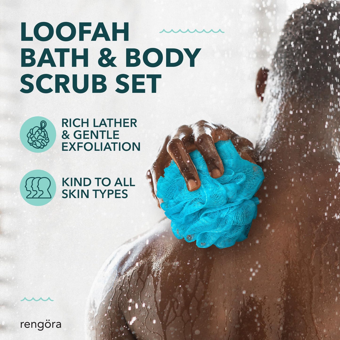 Blue Loofah Sponge for Men & Women - Set of 2 XL Loofah 90g Blue Mesh Sponge Poufs, Shower Loofah, Bath Sponges for Shower, Body Loofah Lufa, Ideal Beauty and Personal Care rengöra