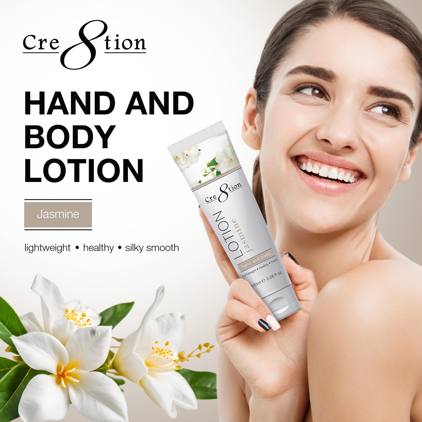 Cre8tion Spa Jasmine Hand & Body Lotion, Luxurious Lightweight Moisturizer for Silky, Smooth Skin, 3.3 Fl Oz Beauty & Personal Care Cre8tion