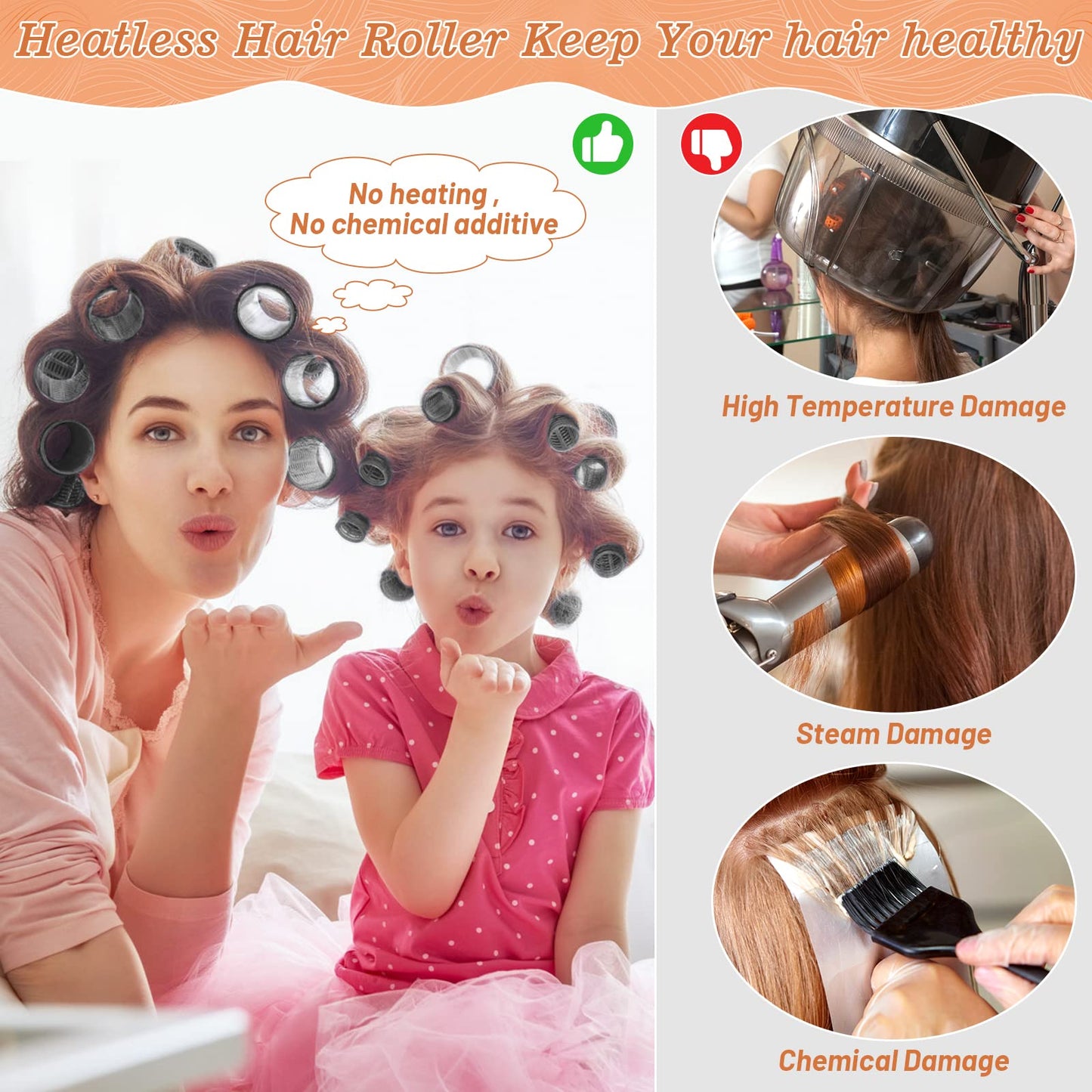 Hair Curler Rollers for Women 24PCS Heatless Hair Roller with 12PCS Clips, 4 Sizes（Jumbo Large Medium Small）Self Grip Holding Hair Rollers for Long Beauty and Personal Care Cludoo