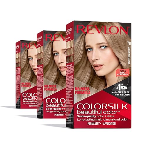 Revlon Colorsilk Beautiful Color Permanent Hair Color, (OLD VERSION) 70 Medium Ash Blonde (Pack of 3) Beauty & Personal Care REVLON