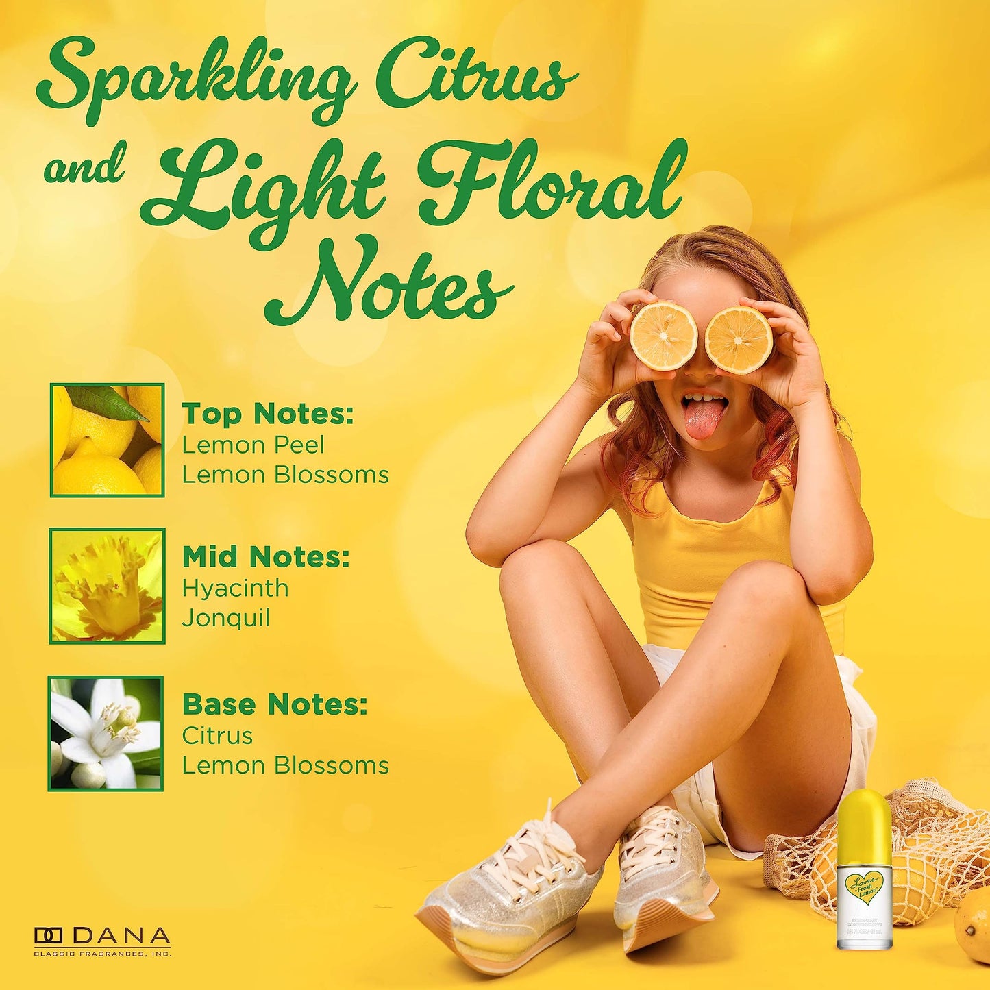 Dana Love's Fresh Lemon Cologne Mist 1.5 Fl. Oz. Invigorating and Uplifting Lemon Scented Body Mist for Women, Classic Fragrance for Everyday Beauty & Personal Care Dana