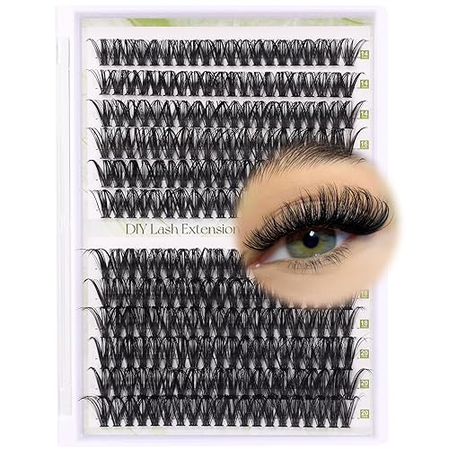 ALICE Lash Clusters DIY Lash Extensions 240PCS 14-20MM Individual Lashes Cluster Lashes Natural 40D Eyelash Extensions Faux Mink Individual Eyelashes Beauty & Personal Care ALICE