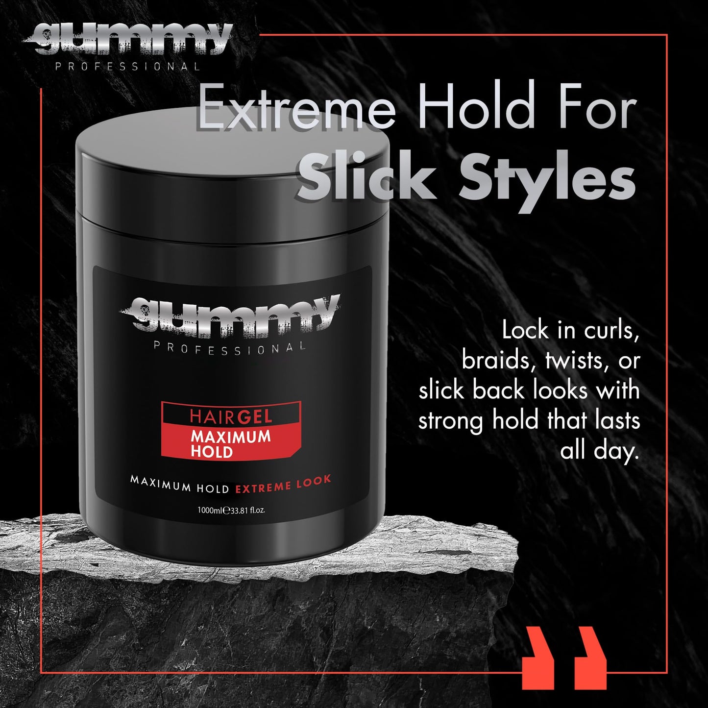 Gummy Professional - Hair Gel for Men and Women - Strong Hold Styling Gel for Slick Back Looks, Curls, Braids, Twists, and Edge Control - Clear Gel Beauty & Personal Care Gummy