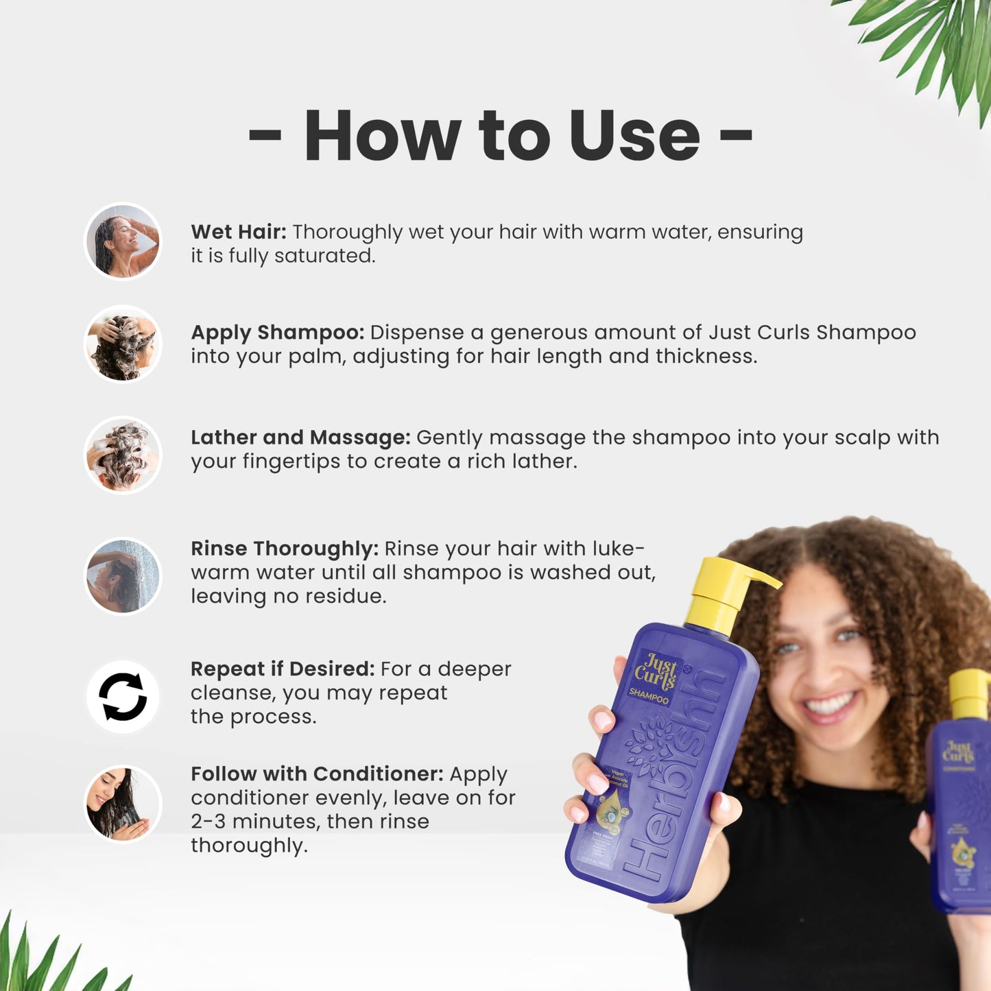 Herbishh Curly Hair Shampoo and Conditioner Set with Deep Conditioner For Women, Men (3 X 16.91 Fl Oz) Definition For Wavy & Coily Hair Reduce Frizz Beauty & Personal Care Herbishh