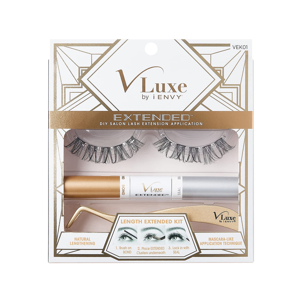 i•ENVY DIY Lash Extension Starter Kit With 10 Natural Lengthening Extended Clusters, Applicator and Bond & Seal - Eye lifting Effect, Feather Light Beauty & Personal Care i•ENVY