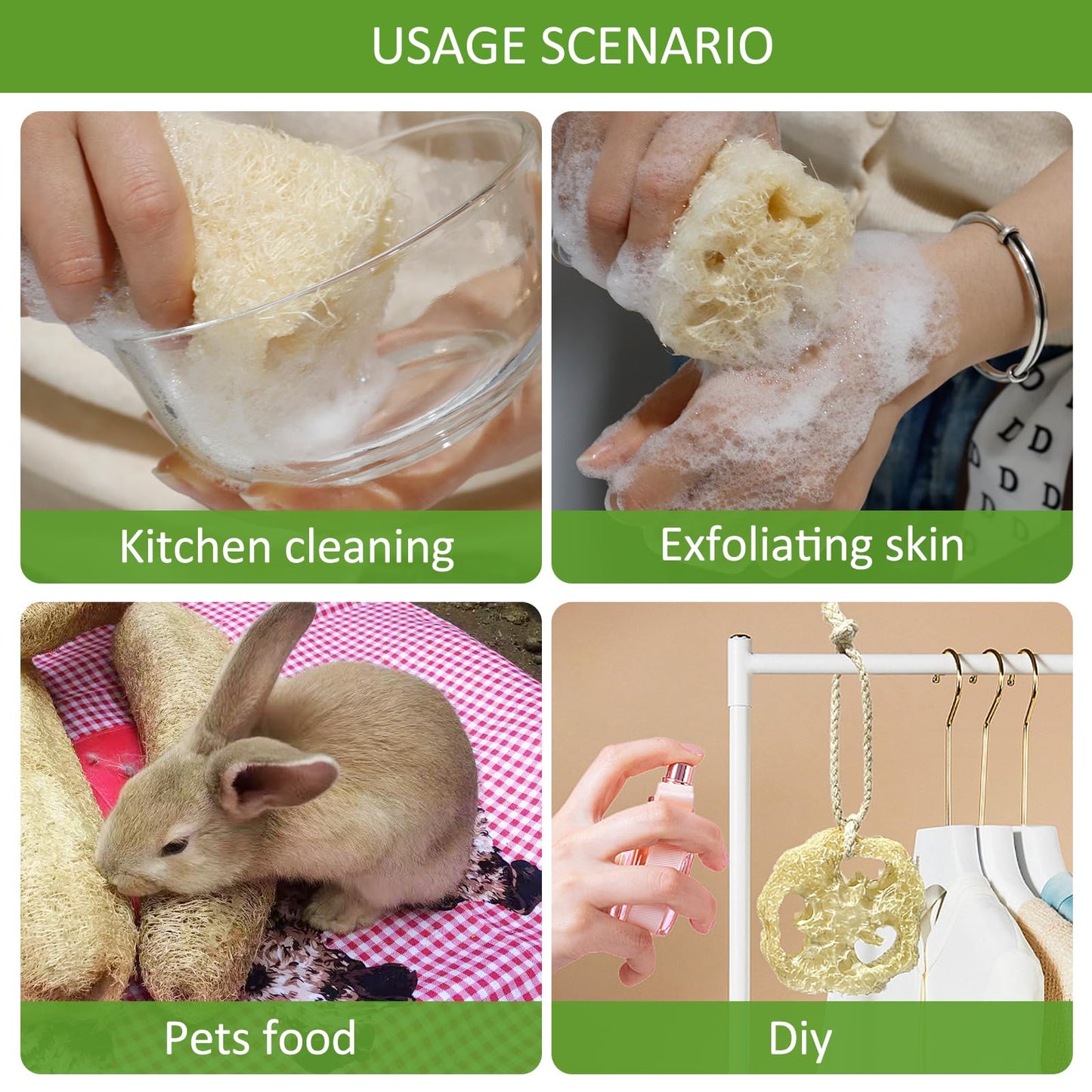 FRTIM Natural Loofah Sponge, Organic Bath Loofah Pack, Lufas Exfoliating Body Scrubber, Loofas Sponges Shower Loofah for Women and Men, Skin SPA Beauty & Personal Care FRTIM