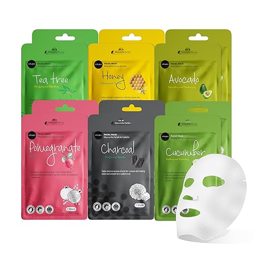 celavi Essence Facial Face Mask Paper Sheet Korea Skin Care Moisturizing 12 Pack (Mix - 2 of Each) Beauty & Personal Care Celavi Cosmetics