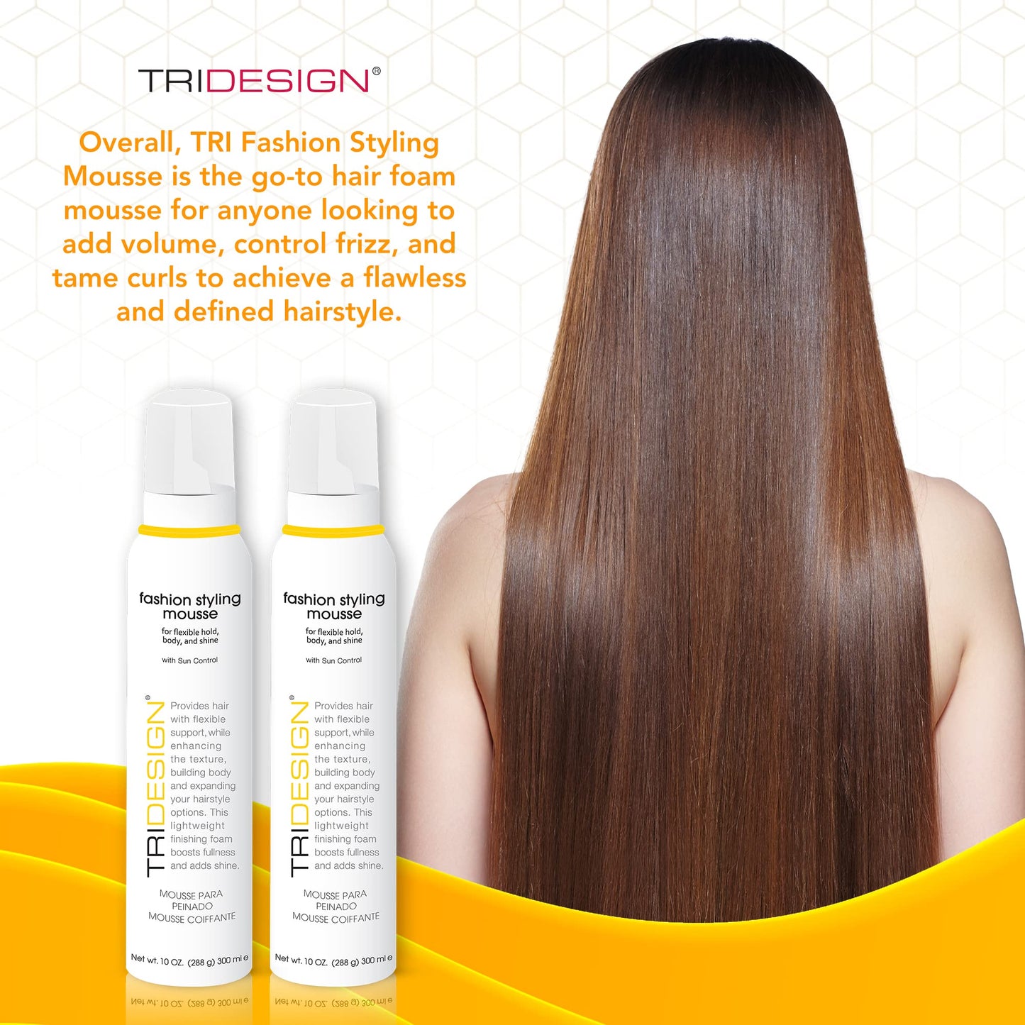 TRI Fashion Volumizing Mousse for Wavy Hair - Taming Curls, Frizz Control & Shine, Styling Foam for Women - 10 Ounce (2 Pack) Beauty & Personal Care TRIDESIGN