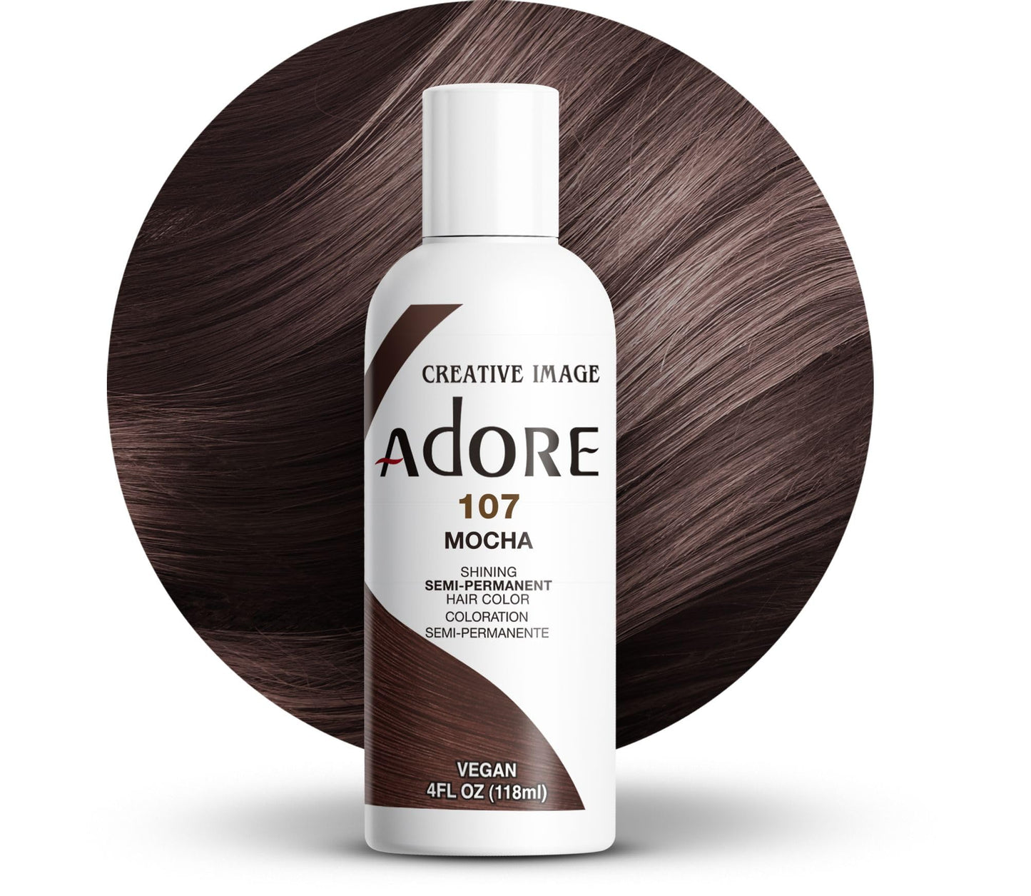 Adore Semi Permanent Hair Color (107 Mocha) | Vegan & Cruelty-Free Brown Hair Dye | No Ammonia, No Peroxide, No Alcohol | 4 Fl Oz Beauty & Personal Care Adore