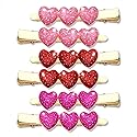 Boderier 6 Pack Valentine's Day Heart Hair Clips for Women Red Pink Fuchsia Glitter Rhinestone Heart Clips Hair Barrette Hair Accessory for Women Beauty & Personal Care boderier