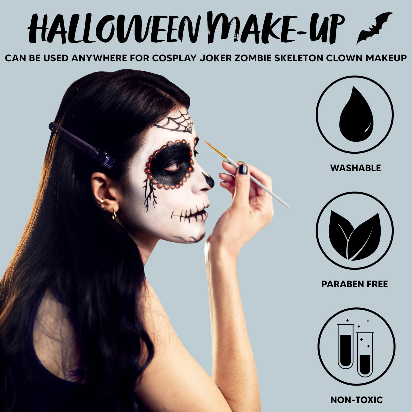 Spooktacular Creations 3PCS Halloween Makeup Face Body Paint Waterproof Foundation Cream Cake Tub, Halloween Party Cosplay Clown Sfx Costume Dress Up Beauty & Personal Care Spooktacular Creations