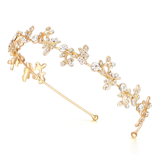 Ammei Headpiece Crystal Headband Bridal Tiara Flower Shape Women's Headpiece Metal Rhinestone Headbands