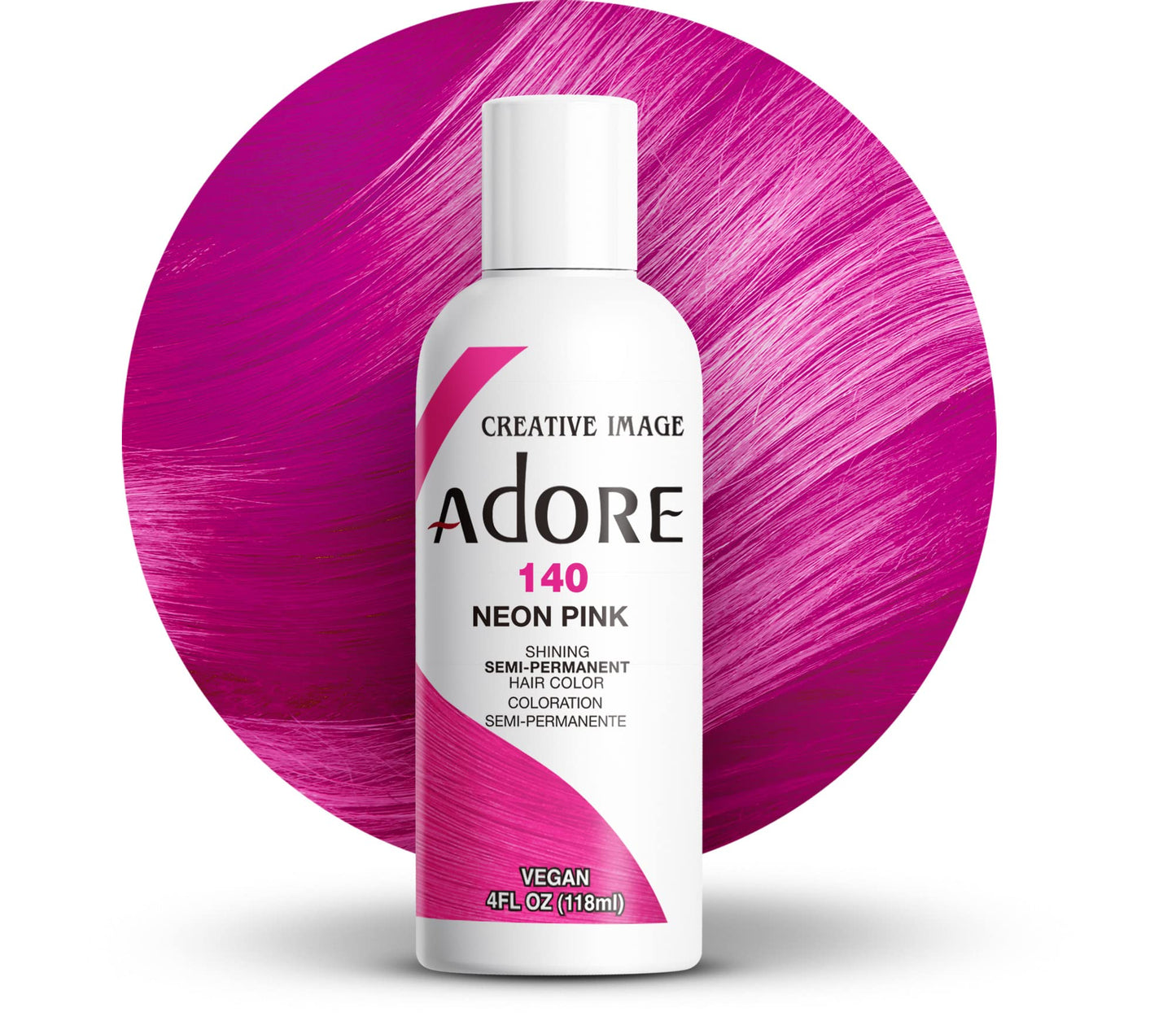 Adore Semi Permanent Hair Color - Vegan and Cruelty-Free Hair Dye - 4 Fl Oz - 140 Neon Pink (Pack of 1) Beauty & Personal Care Adore
