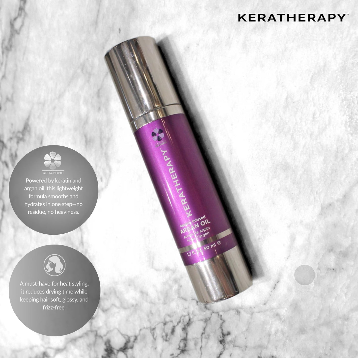 KERATHERAPY Keratin Infused Argan Oil, 1.7 fl. oz., 50 ml - Repairing Hair Care for Dry Damaged Hair, Frizz, Flyaways & Easy Styling - Kerabond Beauty & Personal Care KERATHERAPY